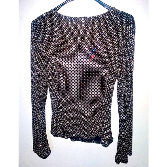 Vintage Jeffrey & Dara Evenings by Tom Barra Colorful Glitter Sequin Rouched Top - Picture 3 of 11